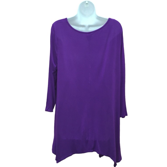 Covington Purple Front Pintucked Curved Hem Top - Women’s 1X - Picture 8 of 10